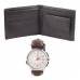 Fidato Leather wallet + brown strap watch